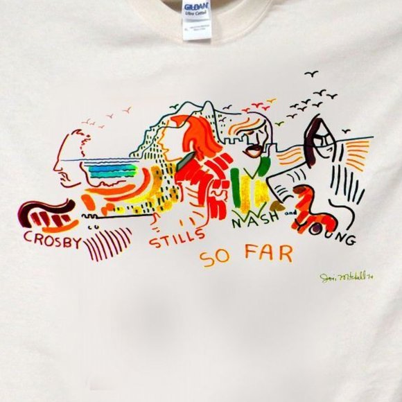 CSNY, CROSBY STILLS NASH & YOUNG COOL IVORY MENS TEE T-198 - Picture 2 of 4